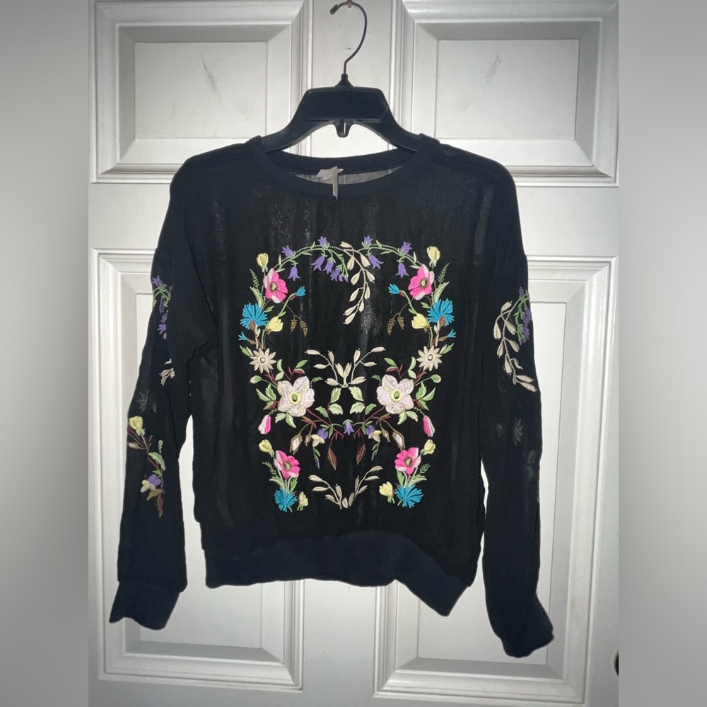 Embroidered sheer top